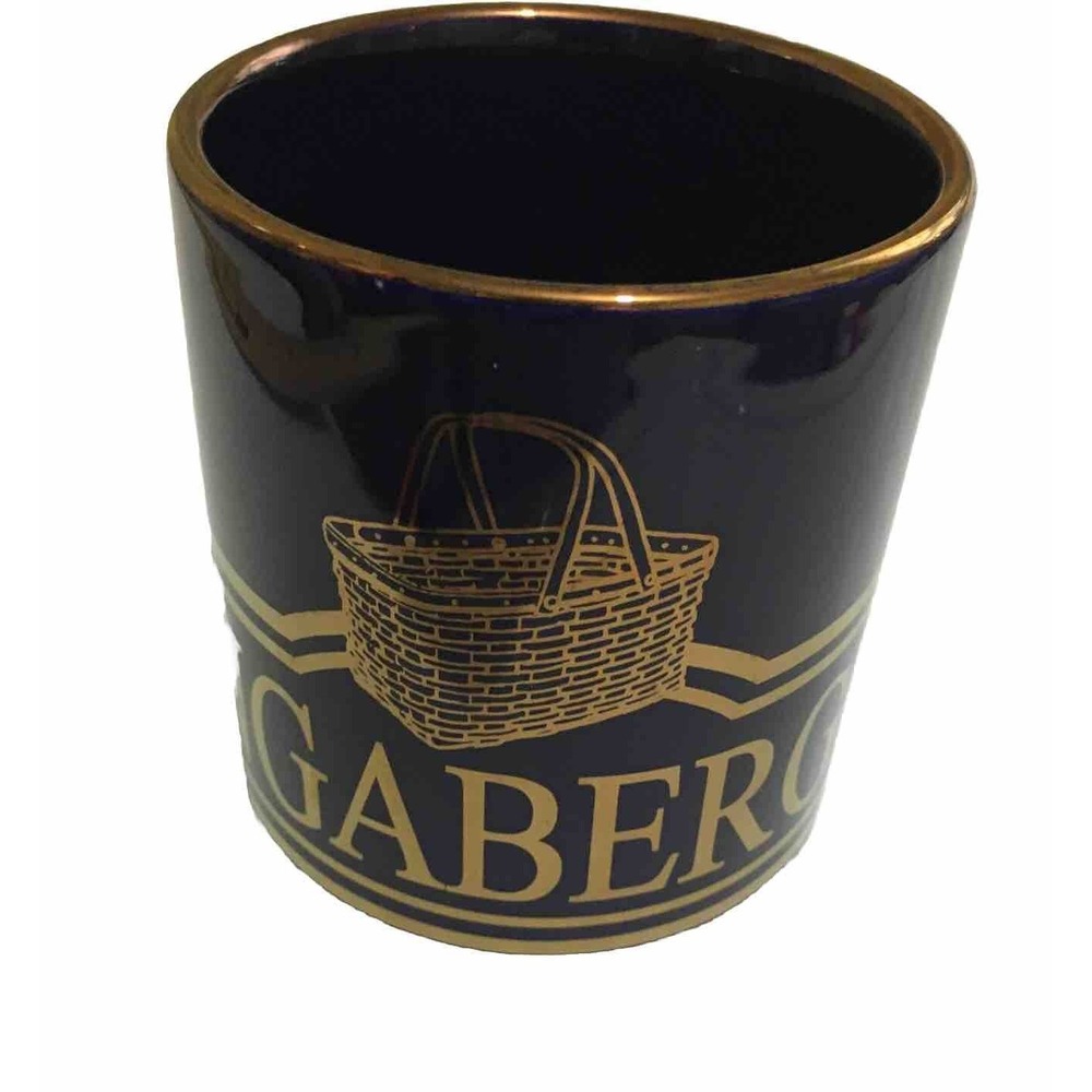 LONGABERGER Basket Company COFFEE Cup Navy with Gold Basket Logo Very Rare